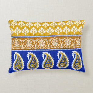 Seamless traditional indian paisley border decorative cushion