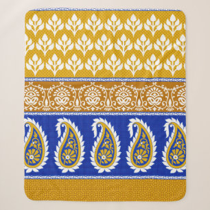 Seamless traditional indian paisley border sherpa blanket