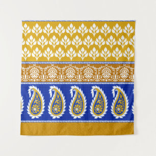 Seamless traditional indian paisley border tapestry