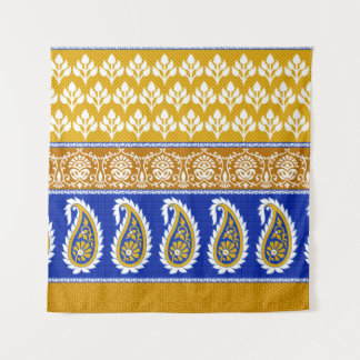 Seamless traditional indian paisley border tapestry