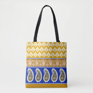 Seamless traditional indian paisley border tote bag