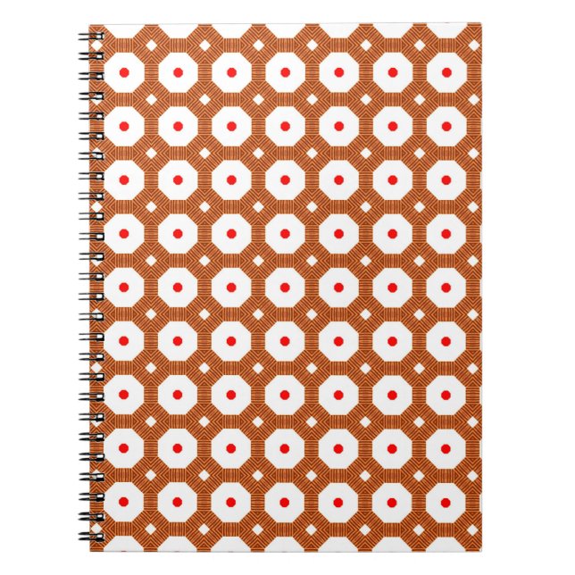 Seamless Traditional Moroccan brown, white and red Notebook (Front)