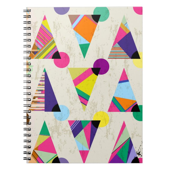 seamless triangle pattern background, hipster retr notebook (Front)