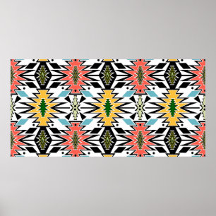 Seamless tribal african ornamental pattern backgro poster