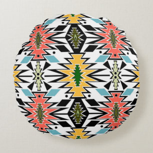 Seamless tribal african ornamental pattern backgro round cushion
