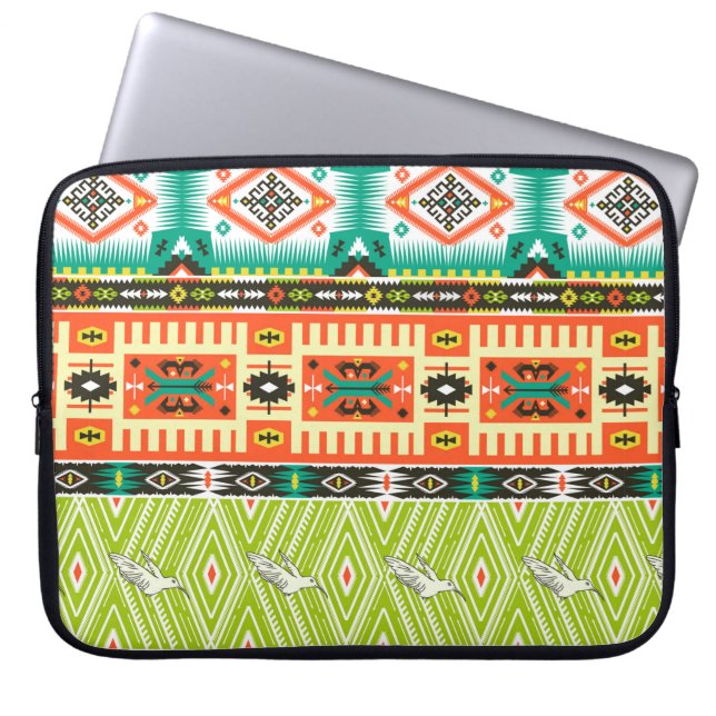 Seamless tribal pattern with geometric elements an laptop sleeve (Front)