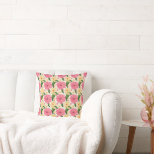 Seamless tropical floral pattern cushion