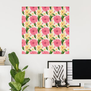 Seamless tropical floral pattern  poster