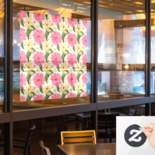 Seamless tropical floral pattern window cling