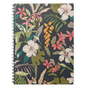 Seamless tropical flower pattern background notebook