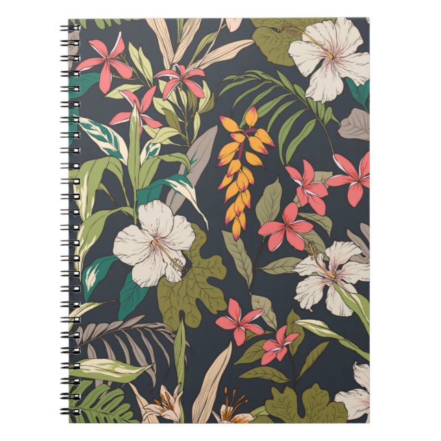 Seamless tropical flower pattern background notebook (Front)