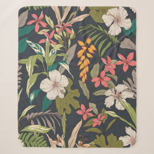 Seamless tropical flower pattern background sherpa blanket