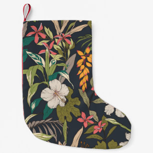 Seamless tropical flower pattern background small christmas stocking
