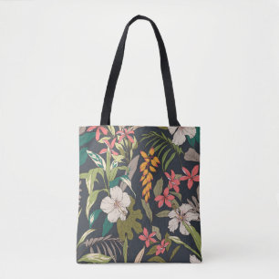 Seamless tropical flower pattern background tote bag