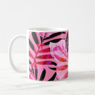 Seamless tropical flower, plant and leaf pattern b coffee mug