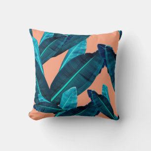 Seamless tropical flower, plant and leaf pattern b cushion