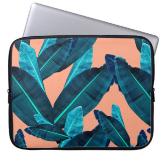 Seamless tropical flower, plant and leaf pattern b laptop sleeve
