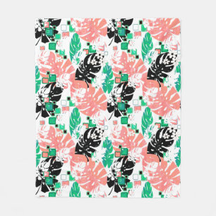Seamless tropical jungle abstract modern leaves pa fleece blanket