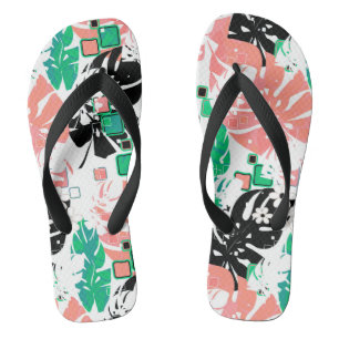 Seamless tropical jungle abstract modern leaves pa flip flops