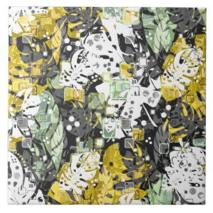 Seamless tropical jungle exotic leaves abstract bl tile