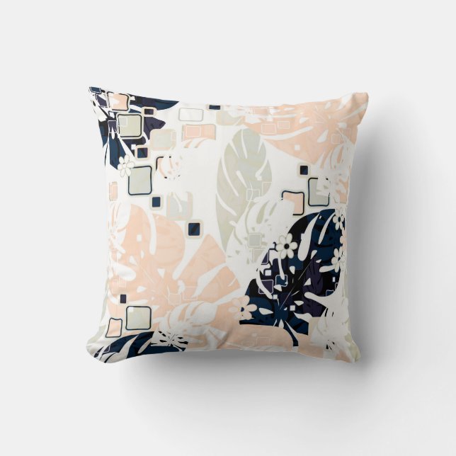 Seamless tropical jungle leaves monstera palm abst cushion (Front)