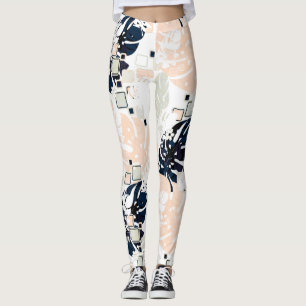 Seamless tropical jungle leaves monstera palm abst leggings