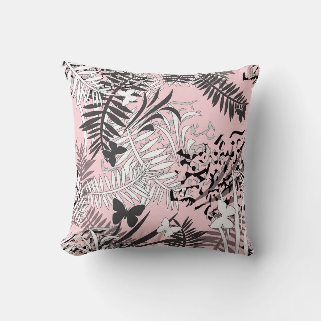 Seamless tropical jungle palm tropic leaves butter cushion (Front)