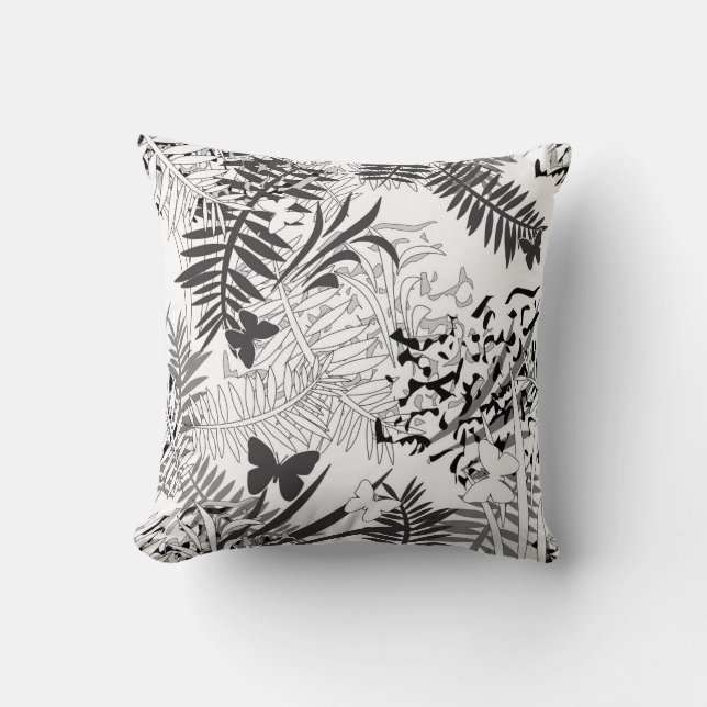 Seamless tropical jungle palm tropic leaves butter cushion (Front)