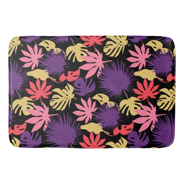 Seamless tropical leaves pattern bath mat (Front)