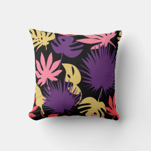 Seamless tropical leaves pattern cushion
