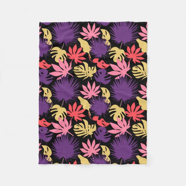Seamless tropical leaves pattern fleece blanket (Front)