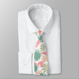 Seamless tropical leaves pattern neck tie