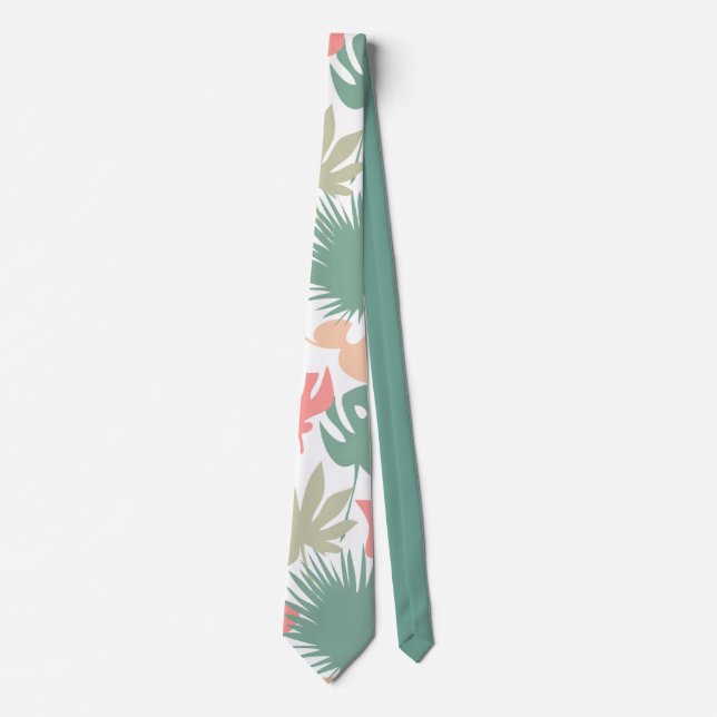 Seamless tropical leaves pattern tie (Front)