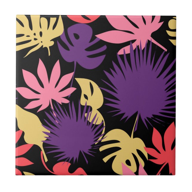 Seamless tropical leaves pattern tile (Front)