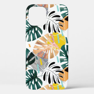 Seamless tropical pattern. Green leaves of a palm  iPhone 12 Case