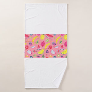 Seamless Tropical pattern of exotic fruit. Hand dr Bath Towel