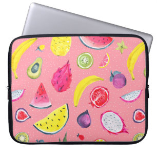 Seamless Tropical pattern of exotic fruit. Hand dr Laptop Sleeve