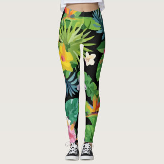 Seamless Tropical Pattern Pineapples Palm Leggings