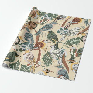 Seamless tropical pattern. Print with exotic birds Wrapping Paper
