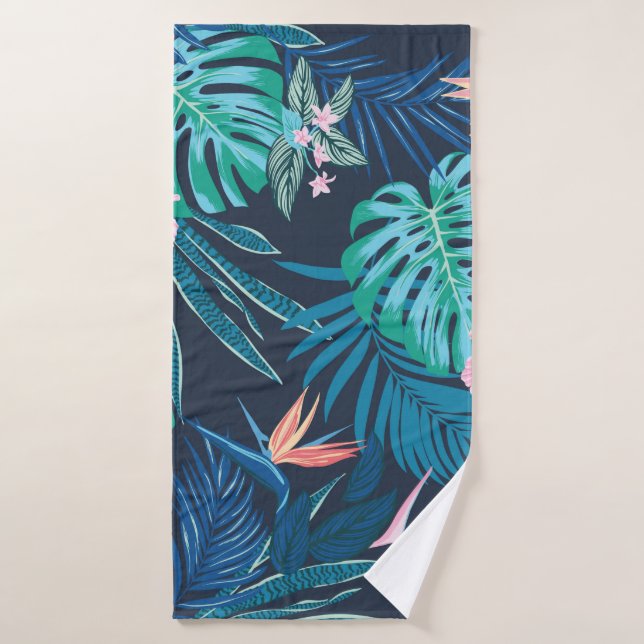 seamless tropical pattern, vivid tropic foliage, w bath towel (Bath Towel)