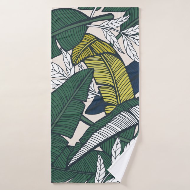 Seamless tropical pattern with banana leaves. Hand Bath Towel (Bath Towel)