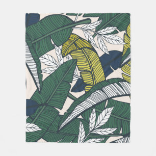 Seamless tropical pattern with banana leaves. Hand Fleece Blanket
