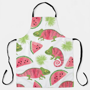 Seamless tropical pattern with cute watercolor cha apron