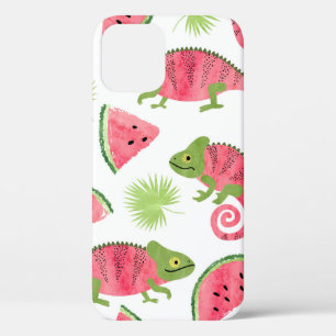 Seamless tropical pattern with cute watercolor cha iPhone 12 case