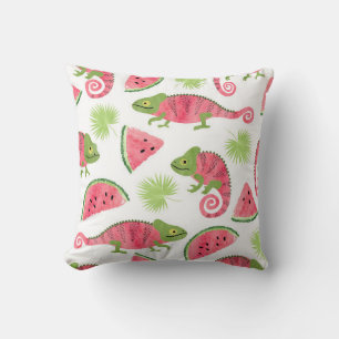 Seamless tropical pattern with cute watercolor cha cushion