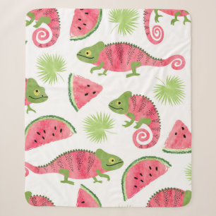 Seamless tropical pattern with cute watercolor cha sherpa blanket