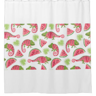 Seamless tropical pattern with cute watercolor cha shower curtain
