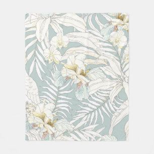 Seamless tropical pattern with flowers Orchid, Fl Fleece Blanket