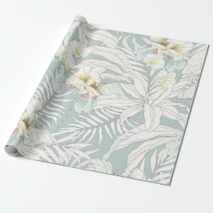 Seamless tropical pattern with flowers Orchid, Fl Wrapping Paper
