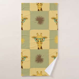 Seamless tropical pattern with giraffe and palm le bath towel
